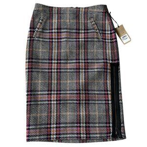 Halogen Nordstrom Purple Multi Plaid Pencil Skirt 4P Retro 90s Side Zip Office